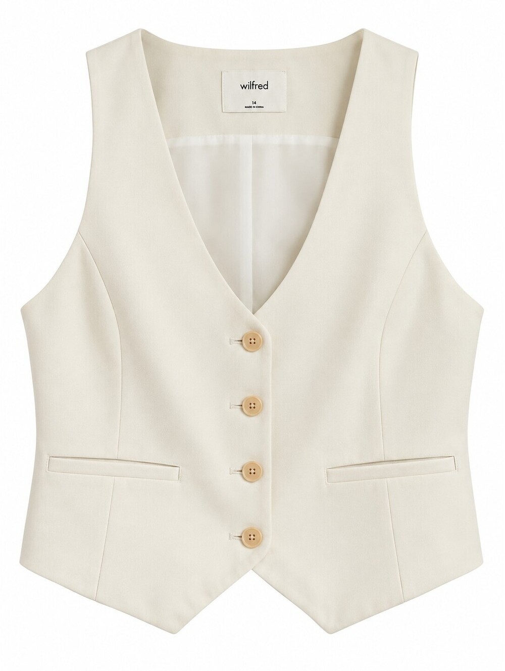 Wilfred Aritzia Women’s 14 Ivory White Tailored Button Vest Waistcoat